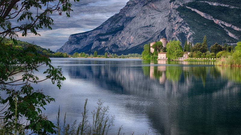 Trentino, toblino, Castel Toblino, castel, lake, Italy, 1080P, Lake Toblino