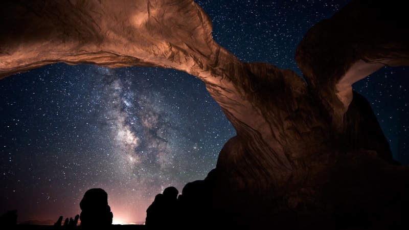 constellation, star - space, outdoors, arch, star field, beauty in nature, space and astronomy, nature, science, men, utah, milky way, scenics - nature