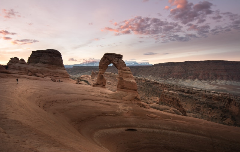delicate arch, scenics - nature, solid, sunset, rock - object, grand, land, national park, rock, non-urban scene, sandstone, deser, moab, eroded, desert landscape