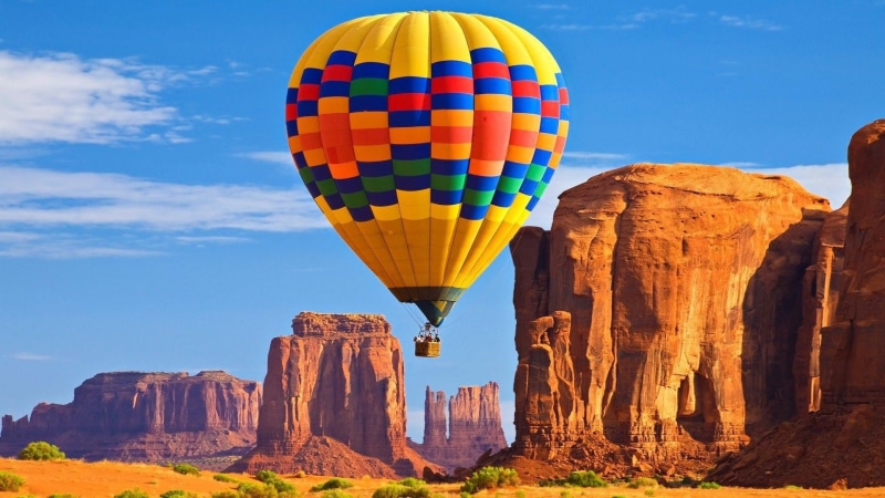 baloon, monument valley, united states, cliff, clouds, canyon, hill, sky, landscape, national park, 1080P, arizona, rocky