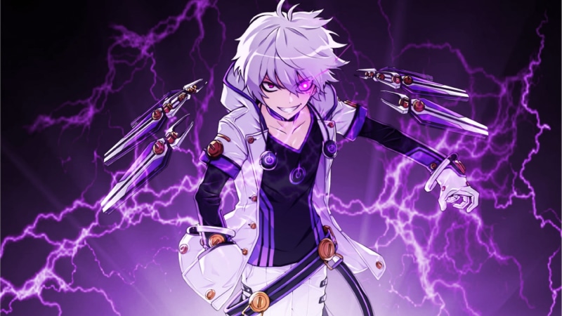 performance, Anime Game, arts culture and entertainment, occupation, indoors, music, front view, purple, Elsword, child, rock music, stage, musical instrument