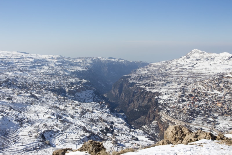 extreme weather, nature, tranquil scene, scenics - nature, outdoors, non-urban scene, lebanon, landscape, frozen, environment, mountain, canyon, tranquility