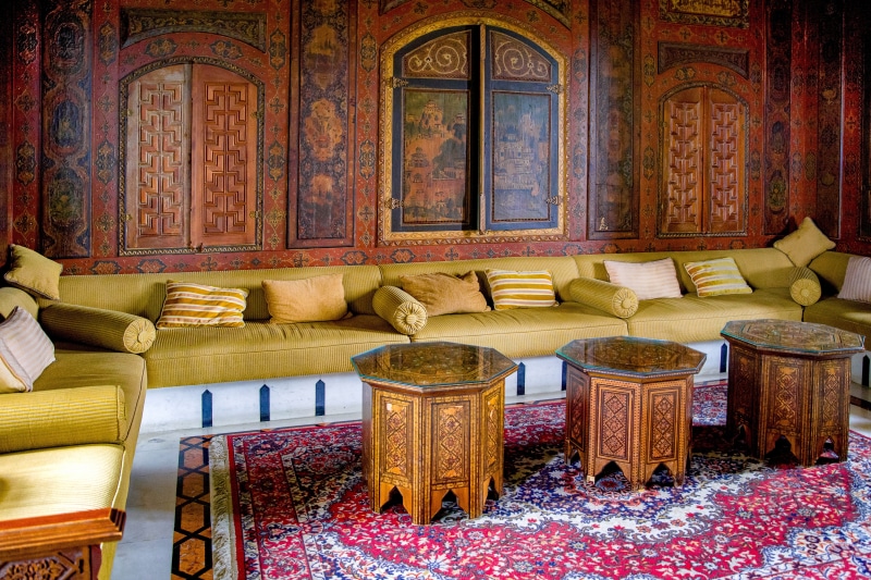the past, carpet - decor, carpet, built structure, bench, domestic room, mural, wood, building, antique, lebanon, luxury, ancient, ornate, fresco, beit ed dine