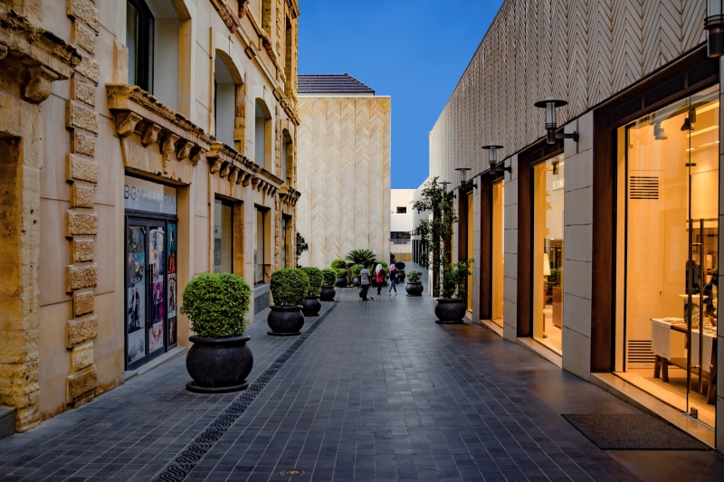 shopping, lebanon, narrow, footpath, the way forward, street, plant, shop center, paving stone, architecture, building exterior, evening, modern, residential district