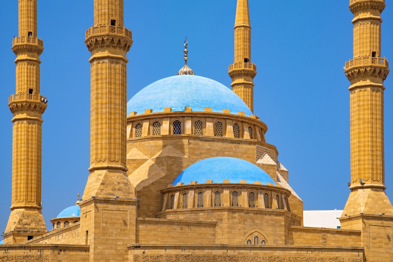 clear sky, mosque, tourism, belief, no people, 5K, muslim, outdoors, sky, place of worship, beirut, travel, spirituality, the past, lebanon, architecture