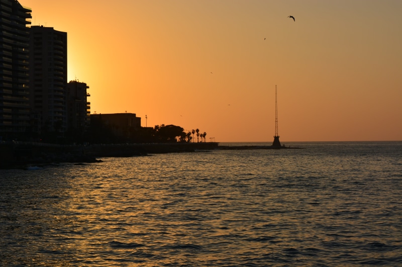 beirut, scenics - nature, beautiful, skyscraper, water, nautical vessel, sunset, transportation, 5K, romantic, building exterior, sky, nature, romance