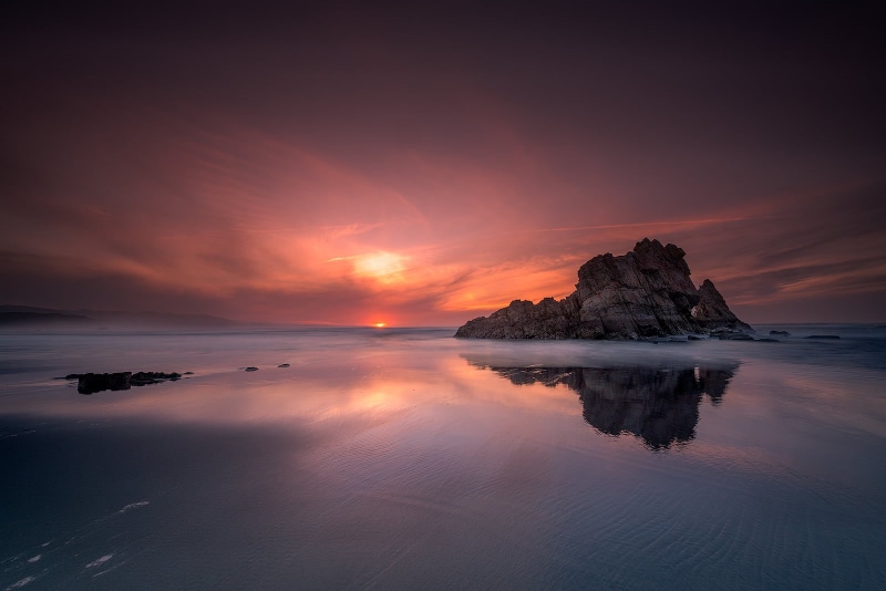 rocky, beach, nature, body, asturias, coastline, dusk, sea, body of water, mountain, scenics, landscape, sunrise - Dawn, 720P, colors, rocky mountain