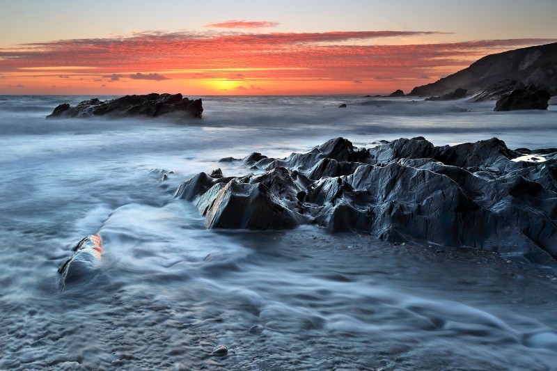sea, outdoors, mountain, coastline, sky, wave, landscape, sunset, time, time lapse photography, sunset  beach, 4K, Helston, rock - Object, lapse, Cornwall