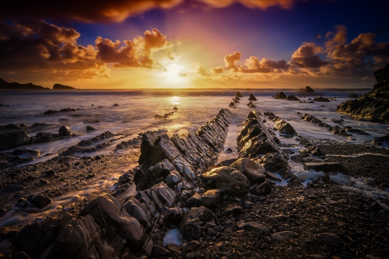 explored, dusk, sky, sunset  coast, seashore, rock formation, north  devon, samsung  NX1, water, scenics, outdoors, 5K, landscape, rock, sunset, beside