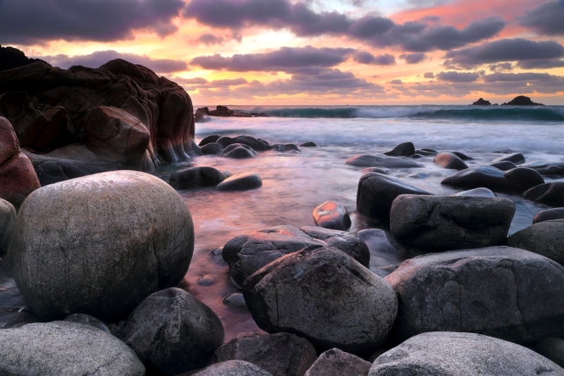 outdoors, beauty In Nature, stone, shoreline, sunrise, scenics, shore, coastline, coast, sunrise - Dawn, landscape, Cornwall, stone - Object, Porth Nanven