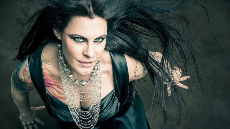 rings, brunette, looking at camera, women, adult, young women, portrait, front view, young adult, tattoo, singer, Nightwish, nose rings, dress, one person