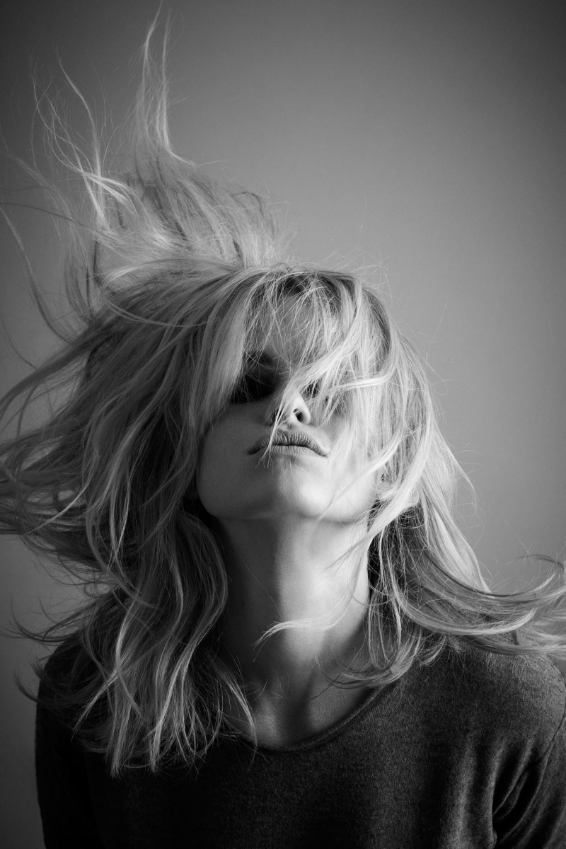 tousled hair, front view, portrait display, monochrome, teenager, beautiful woman, headshot, women, juicy lips, obscured face, one person, hair, adult