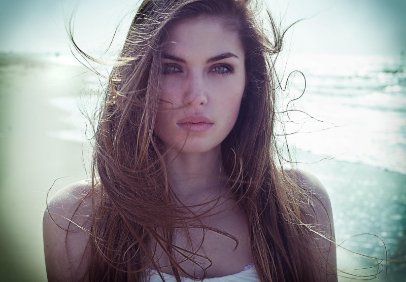 contemplation, long hair, hair, young women, outdoors, wind, human hair, face, lifestyles, 1080P, women, beauty, brunette, brown hair, portrait, looking at camera