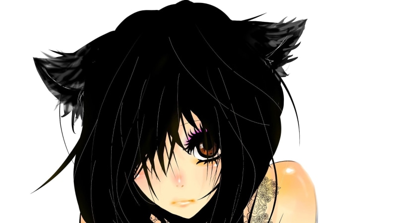 young adult, cat girl, nekomimi, human face, anime girls, anime, beautiful woman, headshot, obscured face, lifestyles, leisure activity, brown eyes, animal ears