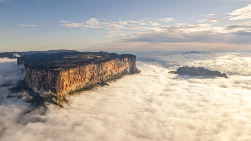 scenics - nature, sunset, tranquility, landscape mount roraima mist, land, dramatic sky, environment, transportation, 1080P, idyllic, nature, fog, travel