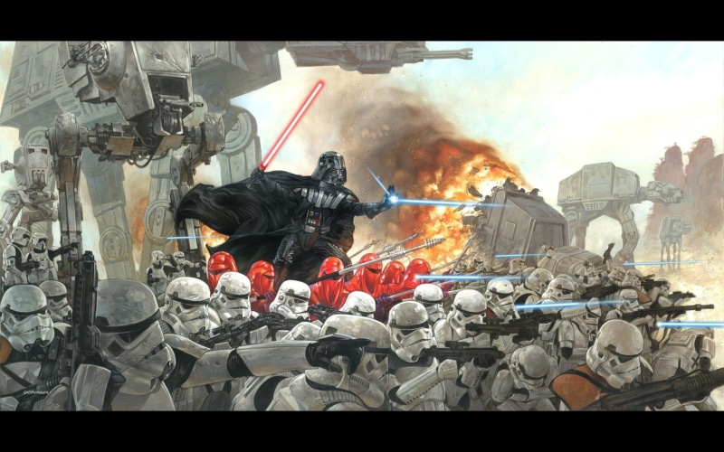 people, heroes, Star Wars, vader, warning sign, communication, accidents and disasters, holding, spraying, artwork, illustration, protective workwear, troopers