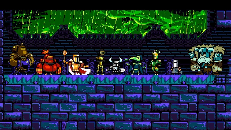 screenshot, Shovel Knight, building exterior, application, architecture, technology, video games, night, stage, illuminated, pixel art, no people, built structure