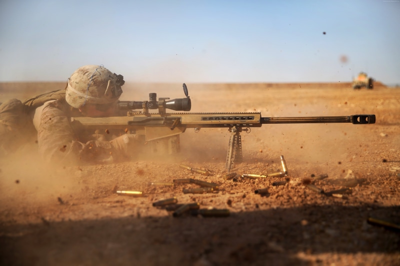 M82, sniper, scope, 5K, Barrett, Light fifty, M82A1, sniper rifle, soldier, U.S. Army, desert, М107