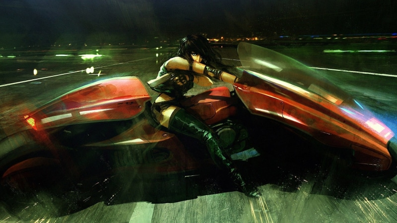 boy, motorcycle, anime, cyberpunk, anime boy, 1080P, futuristic