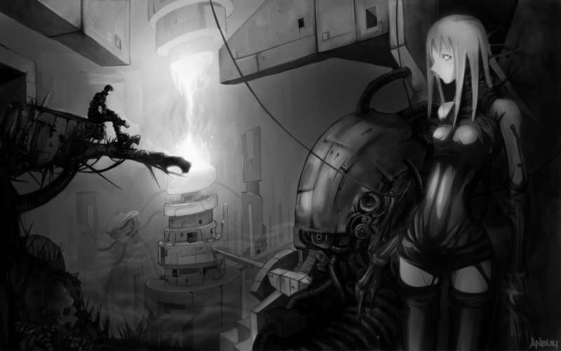 anime girls, cyberpunk, girls, futuristic, anime, blame, 1080P