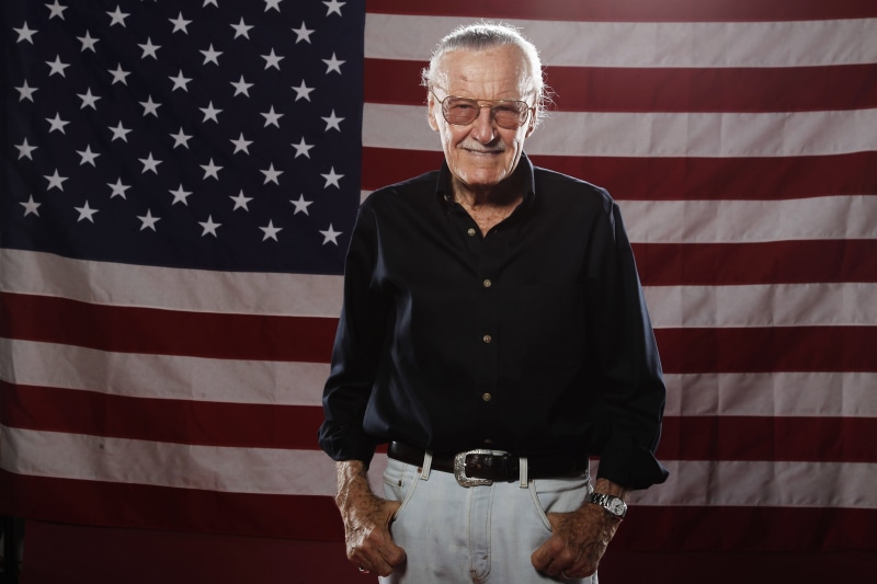 United States, Stan Lee, flag, 4K, idol, genius