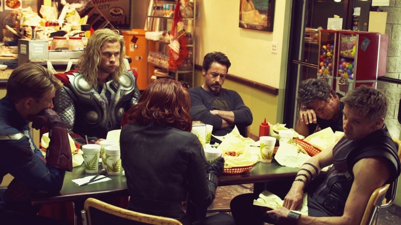 Mark Ruffalo, Captain America, Jeremy Renner, Robert Downey Jr., Thor, The Avengers, Bruce Banner, Chris Hemsworth, 1080P, Chris Evans, Shawarma, Scarlett Johansson