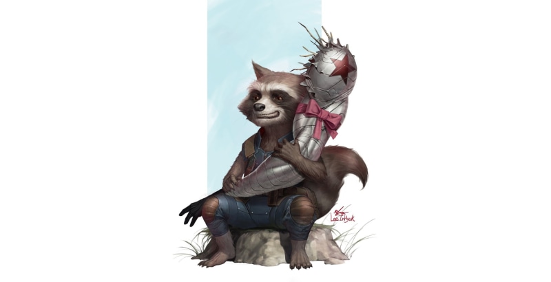 1080P, Rocket Raccoon, simple background, Guardians of the Galaxy, Marvel Comics, artwork, Bucky Barnes