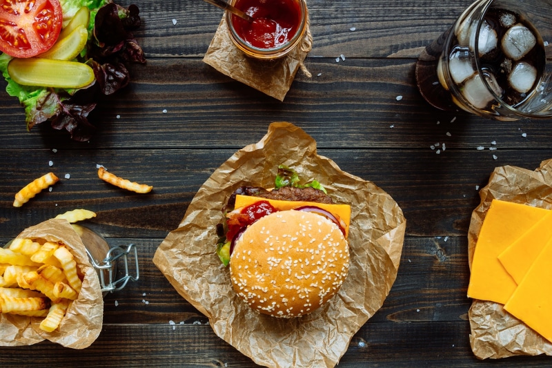 fast food, food, burgers, 2K, ice cubes, Fries