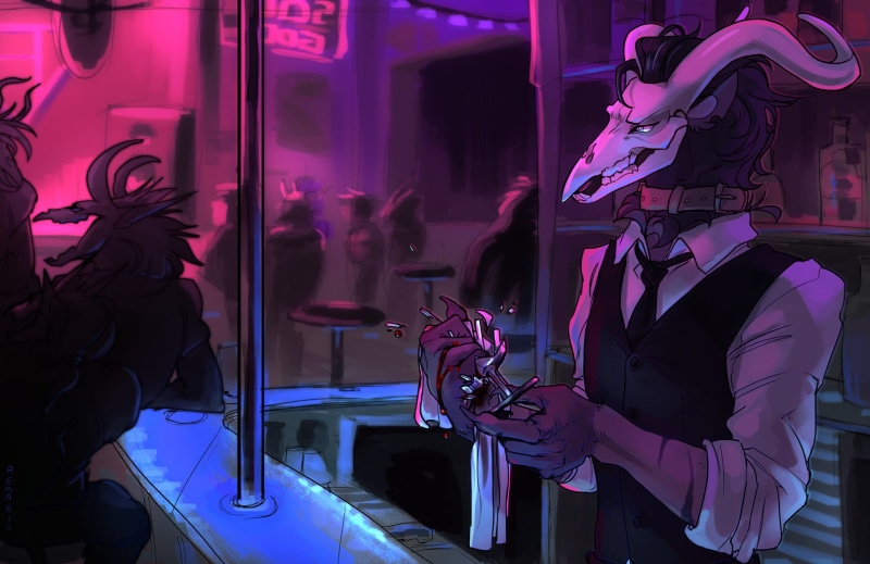 Creature, 1080P, Bartender, Bar, Fantasy, Horns