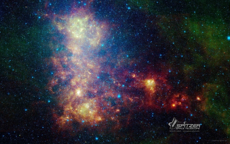 space art, constellation, text, western script, sky, 1080P, galaxy, luminosity, Spitzer Space Telescope, astronomy, illuminated, infinity, beauty in nature