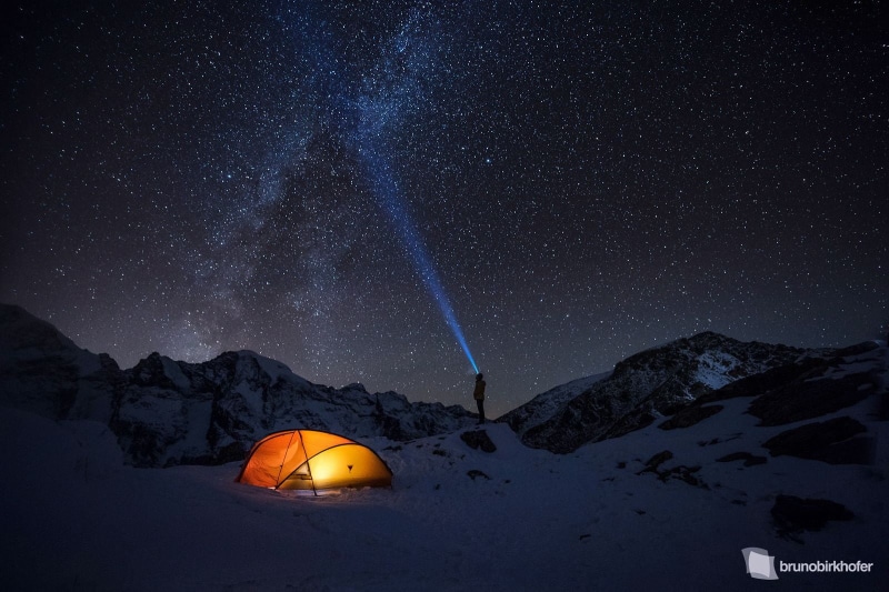 sky, 720P, stars, men, tent, mountains, snow, Bruno Birkhofer, dark, night