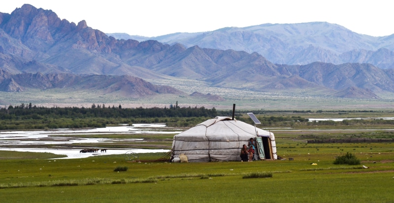 building, scenics, Steppe, 4K, Yurt, plant, beauty in nature, building exterior, mountain, outdoors, background, scenics - nature, sky, farm, no people
