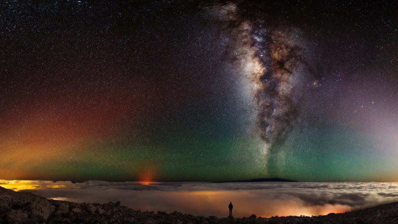 outdoors, tranquility, no people, cloud - sky, milky way, multicolored, planet, land, star field, tranquil scene, dramatic sky, astronomy, space, 1080P