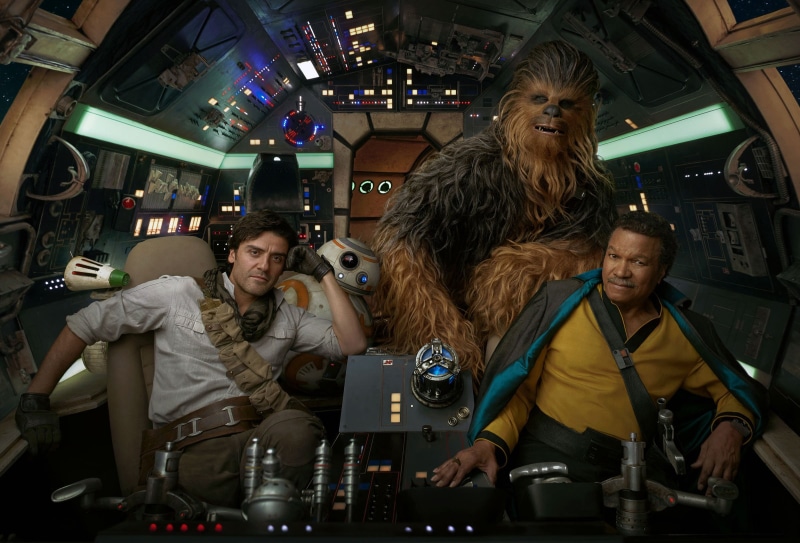 Star Wars, Star Wars: The Rise of Skywalker, BB-8, 1080P, Poe Dameron, Chewbacca, Lando Calrissian, Millennium Falcon