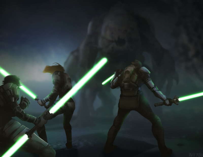 the Jedi, lightsabers, knights, Star Wars, four, clothing, people, real people, arts culture and entertainment, government, event, weapon, standing, 1080P