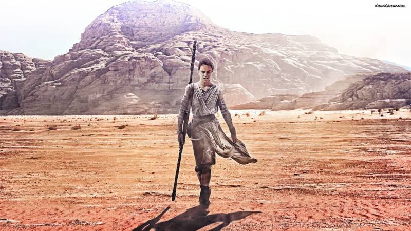 front view, desert, leisure activity, Star Wars: The Force Awakens, scenics - nature, mountain, Star Wars, clothing, outdoors, nature, young women, full length
