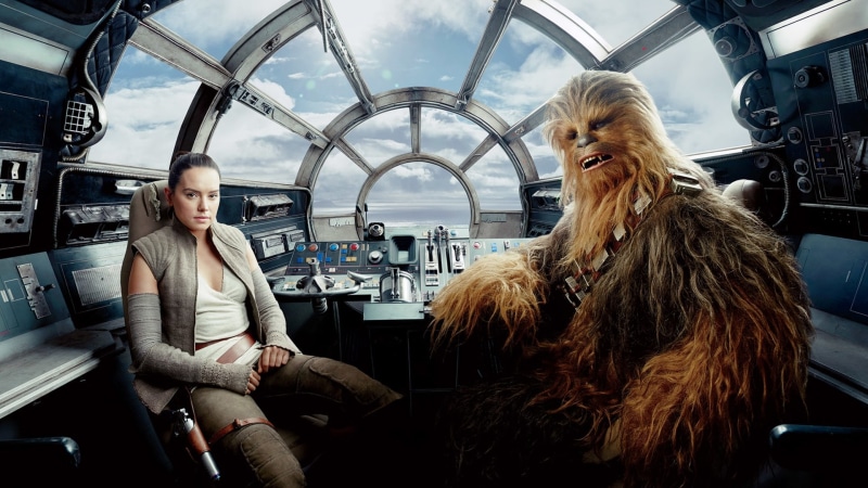 1080P, Rey, Rey (from Star Wars), Star Wars: The Last Jedi, Chewbacca, movies, Star Wars, Daisy Ridley