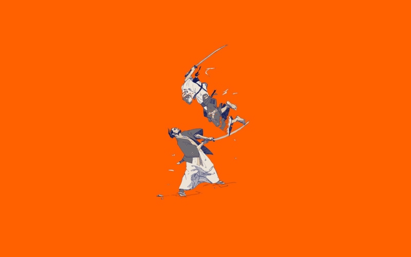 samurai, 720P, orange, duel