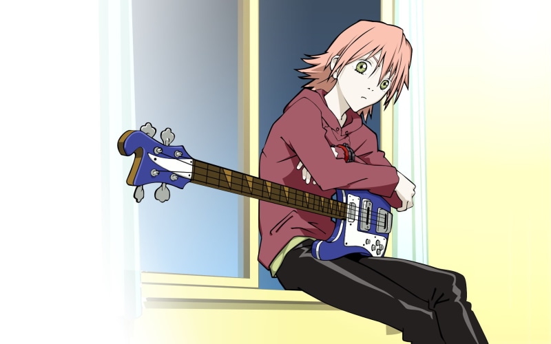 anime girls, one person, men, representation, wall - building feature, 1080P, FLCL, disguise, real people, leisure activity, creativity, indoors, musical instrument