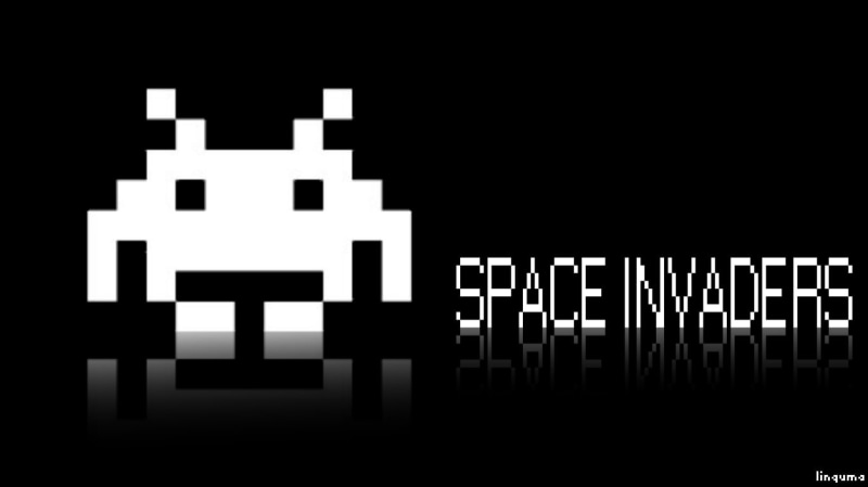 720P, retro games, pixel art, Space Invaders