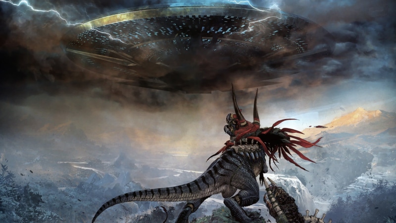 no people, Space Invaders, 1080P, Dinosaurs Vs. Aliens, animals in the wild, fire, Grant Morrison, nature, animal wildlife, mountain, fantasy art