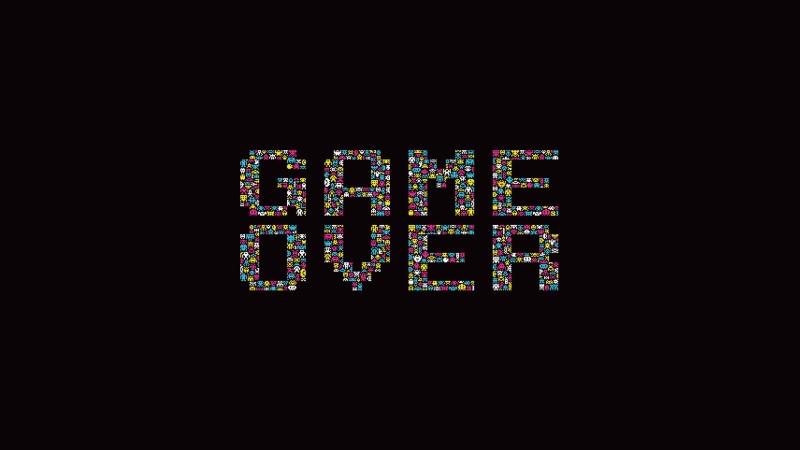1080P, video games, black background, Space Invaders, minimalism, retro games, GAME OVER, typography, simple background