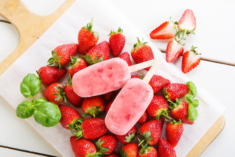 fruit, strawberry ice cream, strawberry, freshness, close-up, indoors, ripe, plate, colorful, table, healthy eating, berry fruit, red, high angle view
