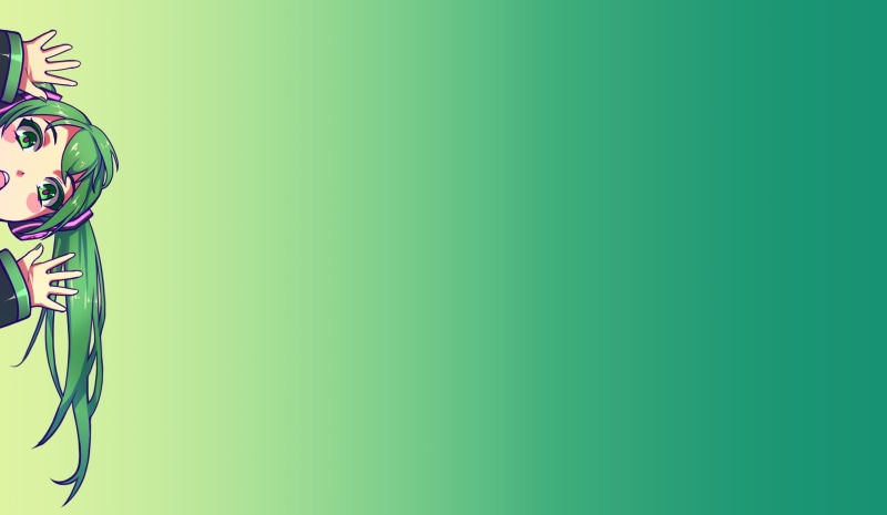no people, vibrant color, nature, female, green, haired, Vocaloid, representation, character, long hair, digital, green color, anime, headphones