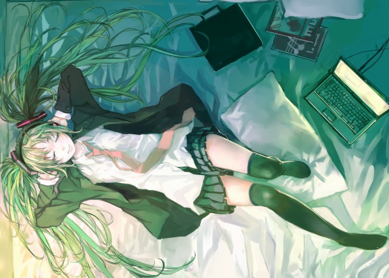 character, mood, technology, art, 1080P, haired, headphones, hatsune miku, art and craft, nature, textbooks, full frame, women, turquoise colored, internet