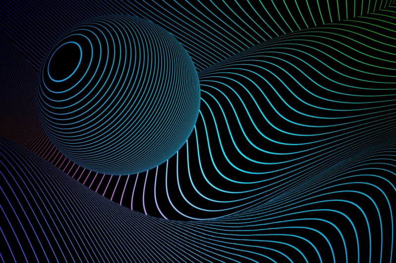 4K, Lines, Neon, Sphere, 4K, Dark, Curves, Wrap