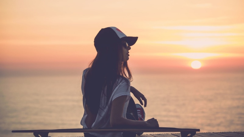 nature, healthy Lifestyle, sky, leisure Activity, horizon over water, black, hair, adult, water, tranquil Scene, silhouette, young Adult, sun, long hair