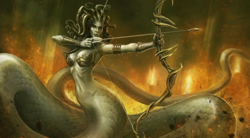 metal, belief, day, art and craft, fantasy art, Dota 2, outdoors, spirituality, female likeness, close-up, Medusa, no people, motion, nature, representation