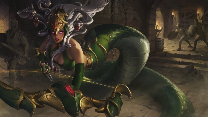 Medusa, creature, archer, 1080P, artwork, fantasy art, bow