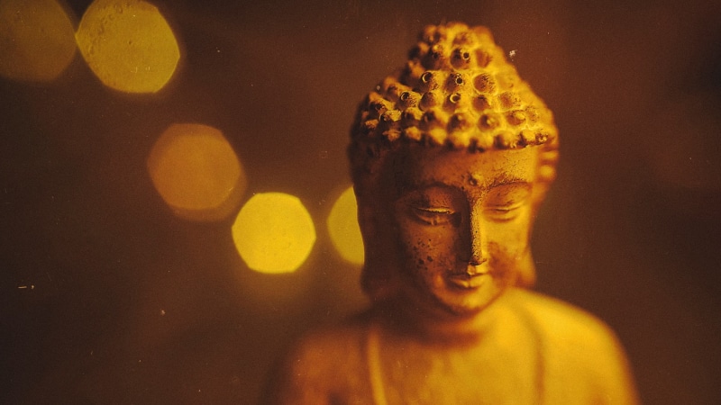 still life, 1080P, macro, bokeh, warm, lights, moody, Buddha, depth of field, closeup